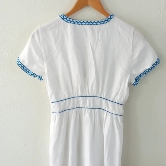 J. CREW 100% Linen Embroidered Midi Dress | 4 - Picture 7 of 11